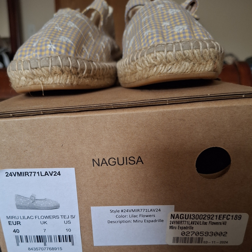 Naguisa Miru Lilac Flowers Espadrille - Lilac/Yellow Gingham
